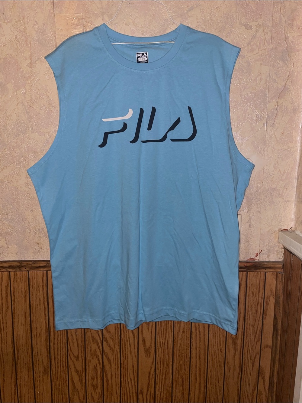 Light blue, black & white fila tank top (XL)(nwot)